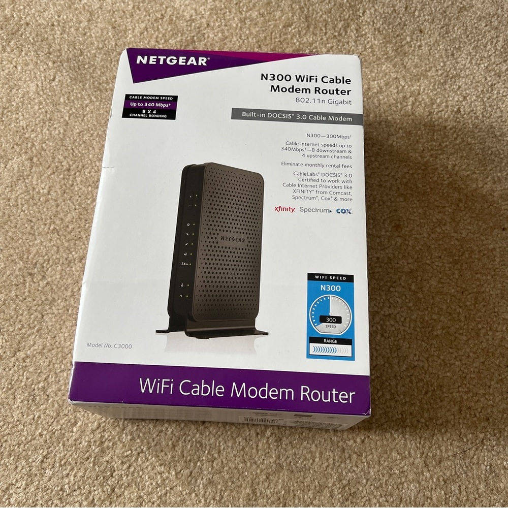 NETGEAR N300 New WiFi Cable Modem Router Black
